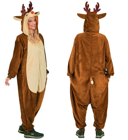 Plush Reindeer Onesie Adult